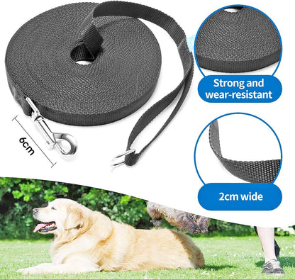 15/20/30/50/100 Ft Long Dog Training Leash with Clickers for Small, Medium and Large Dogs or Cats (30 Feet, Black)