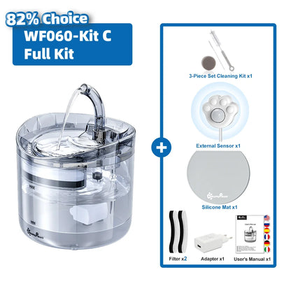 2L Automatic Cat Water Fountain with Faucet Dog Water Dispenser Transparent Filter Drinker Pet Sensor Drinking Feeder