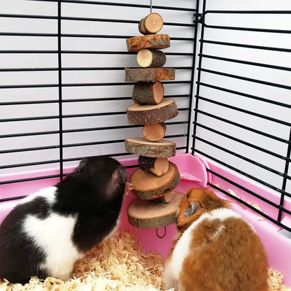 Pet Chew Toy Apple Wooden Material Tooth Grinding Toys for Hamster Chinchilla Rabbit Small Animals Pet Cage Pendant Rabbit Toys
